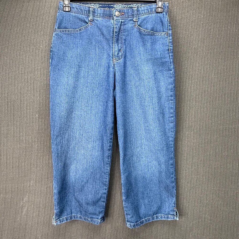 Gloria Vanderbilt Womens  Size 6 Blue Denim Capri Jeans Straight Leg Mid-Rise